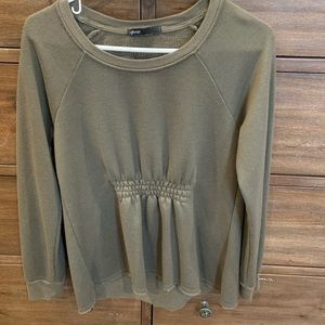 Gibson army green cinch waist sweatshirt